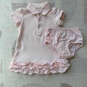 Ralph Lauren Baby Girl Pink Polo Dress & Bloomers Set 9 Months